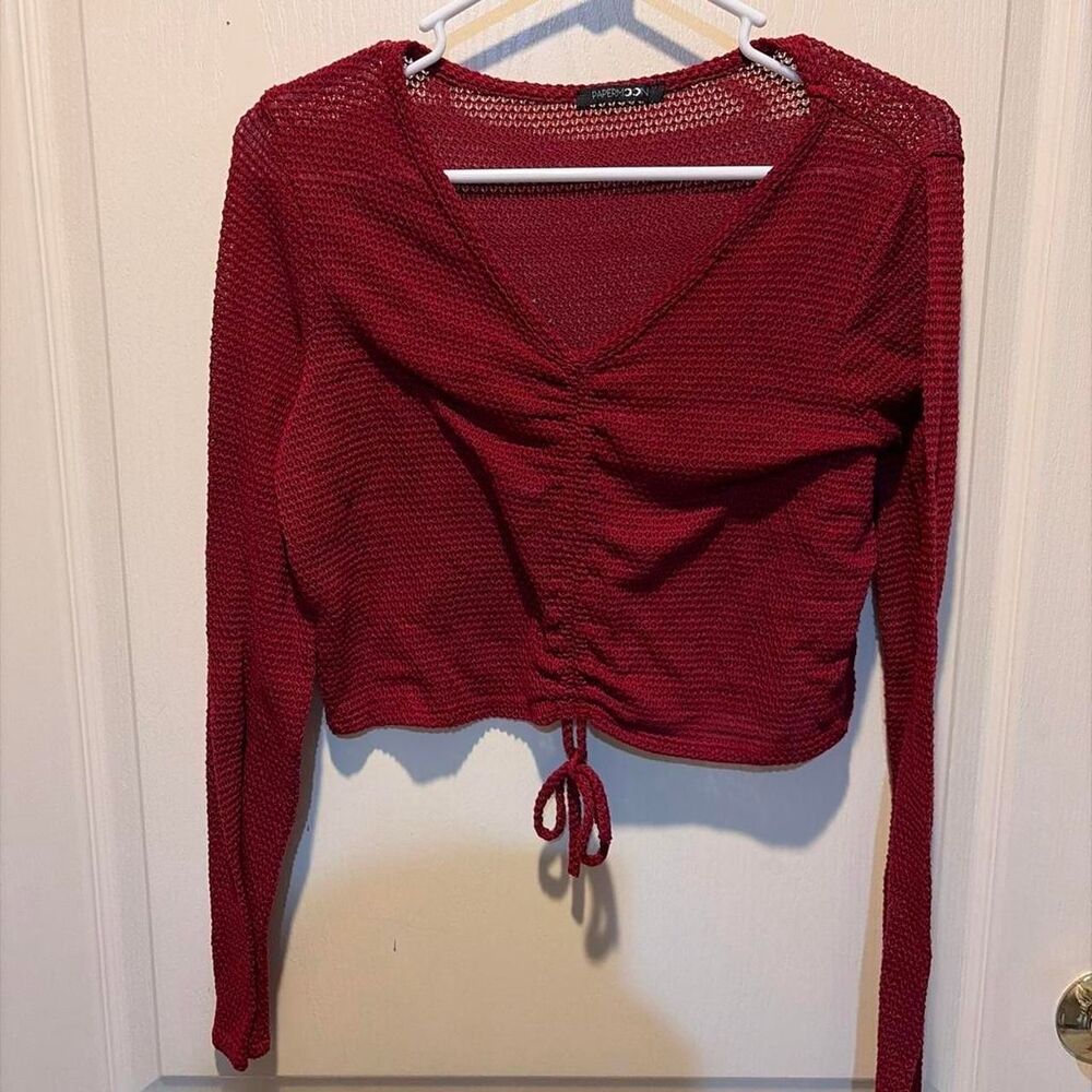 Paper-moon Women's Red and Burgundy Crop-top